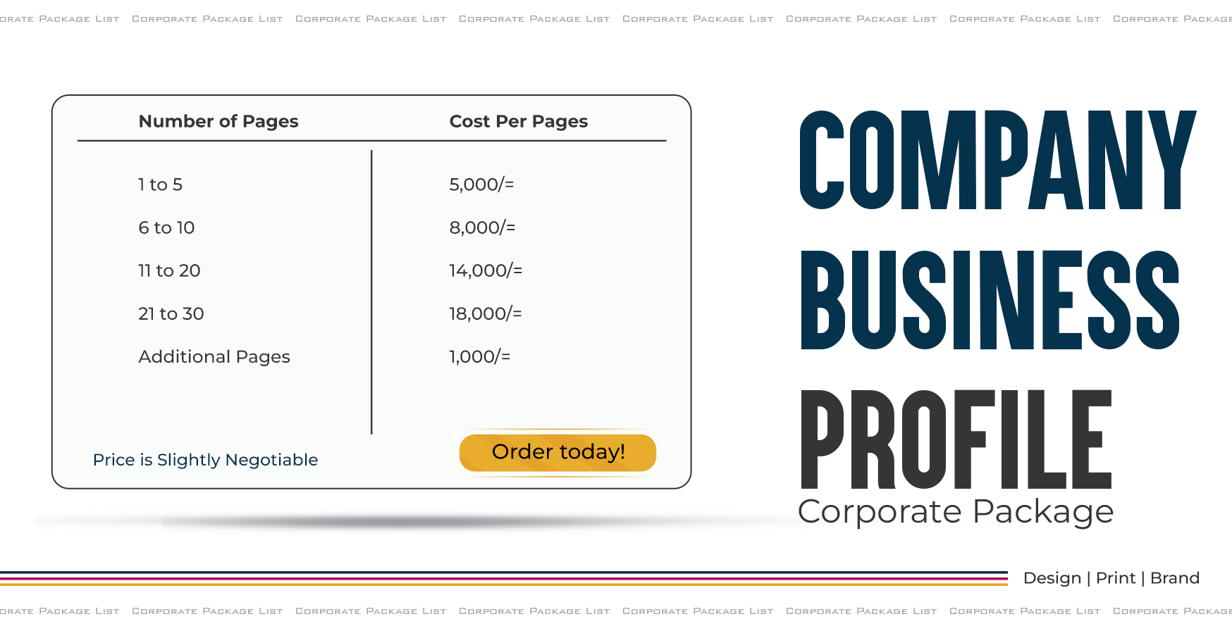 Company Profile Package Pricing